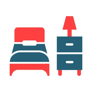 Yatak odası İşareti Kişisel ve Ticari Kullanım İçin İki Renk Simgesi