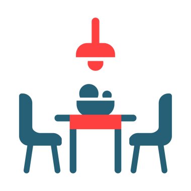 Kişisel ve ticari kullanım için Yemek Odası Kabartma İki Renk Simgesi