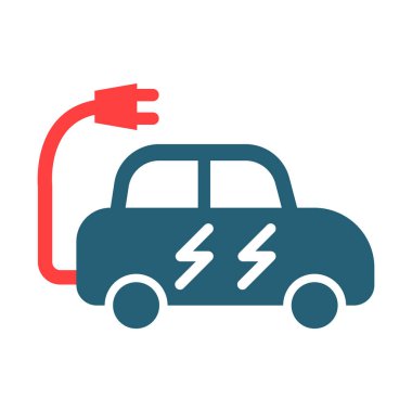 Kişisel ve ticari kullanım için elektrikli araba sembolü iki renk simgesi