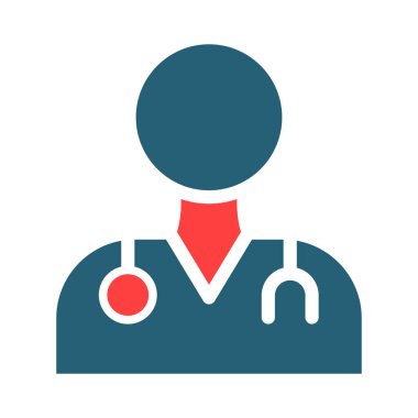 Erkek Doktor Glyph Kişisel ve Ticari Kullanım İçin İki Renk Simgesi