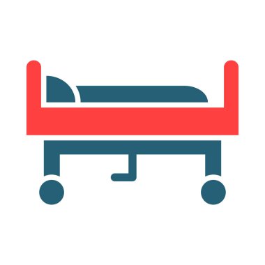 Hastane Yatak Sembolü Kişisel ve Ticari Kullanım İçin İki Renk Simgesi
