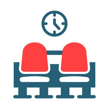 Kişisel ve ticari kullanım için Bekleme Odası Kabartma İki Renk Simgesi