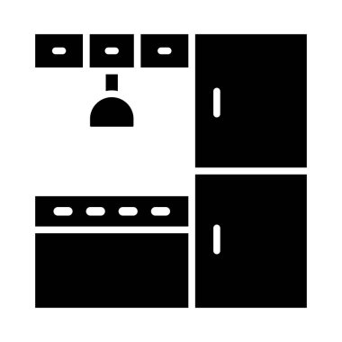 Kişisel ve Ticari Kullanım İçin Mutfak Kabine Vektörü Glyph Simgesi
