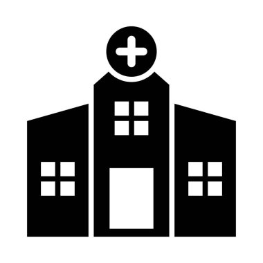 Kişisel ve Ticari Kullanım İçin Hastane Vektörü Glyph Simgesi