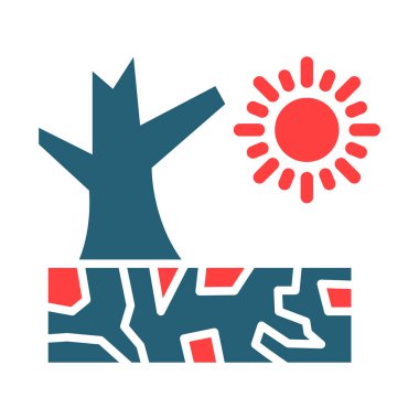 Kuraklık Sembolü Kişisel ve Ticari Kullanım İçin İki Renk Simgesi