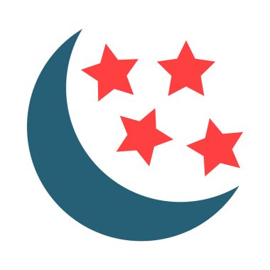 Ay ve Yıldızlar Kişisel ve Ticari Kullanım İçin İki Renk Simgesi