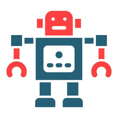 Oyuncak Robot Sembolü Kişisel ve Ticari Kullanım İçin İki Renk Simgesi