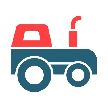 Oyuncak Traktör Kabartması Kişisel ve Ticari Kullanım İçin İki Renk Simgesi