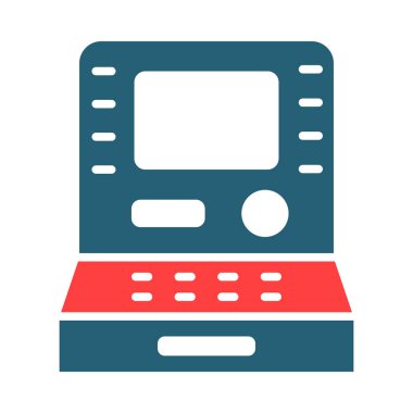 Kişisel ve ticari kullanım için ATM Makine Kabartma İki Renk Simgesi