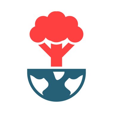 Kişisel ve ticari kullanım için Dünya Ağacı Sembolü İki Renk Simgesi