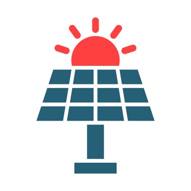 Kişisel ve ticari kullanım için Güneş Enerjisi Kabartması İki Renk Simgesi