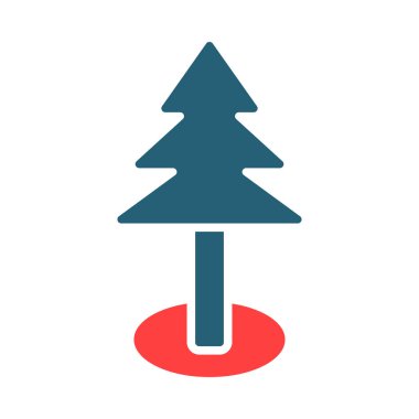 Kişisel ve ticari kullanım için Çam Ağacı Kabartması İki Renk Simgesi