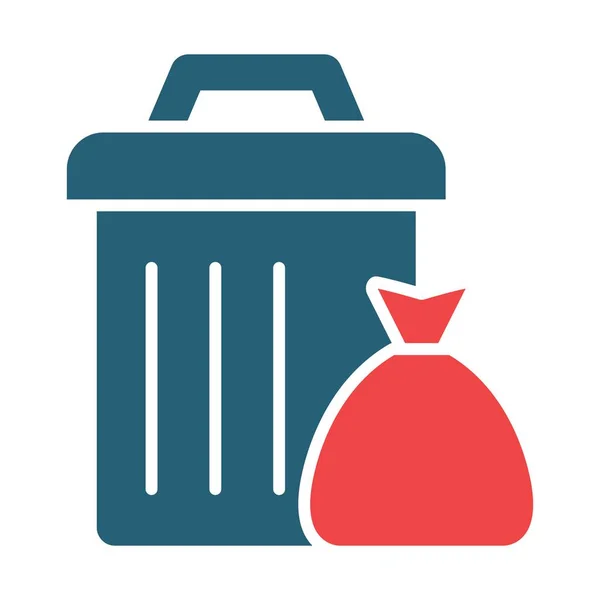 Garbage Glyph Two Color Icon Für Den Persönlichen Und Kommerziellen — Stockvektor