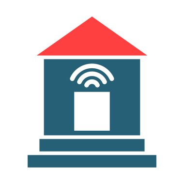 Kişisel ve ticari kullanım için Akıllı Ev Kabartması İki Renk Simgesi