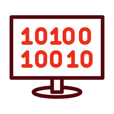 Kişisel ve ticari kullanım için İkili Kod Kalın Çizgi İki Renk Simgesi