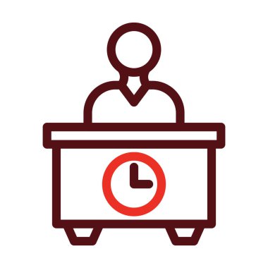 Office Time Glyph Two Color Icon For Personal And Commercial Use