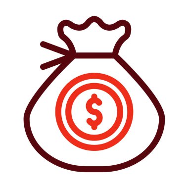 Para Çantası Kabartması Kişisel ve Ticari Kullanım İçin İki Renk Simgesi