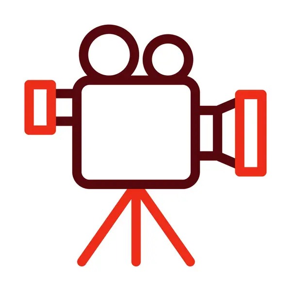 個人的および商業使用のためのビデオ カメラのグリフ2色のアイコン — ストックベクタ