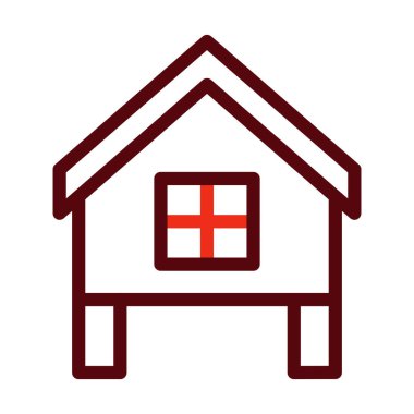 Kişisel ve Ticari Kullanım İçin Tavuk Kümesi Kabartması İki Renk Simgesi