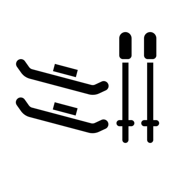 Skis Vector Glyph Icon Voor Persoonlijk Commercieel Gebruik — Stockvector
