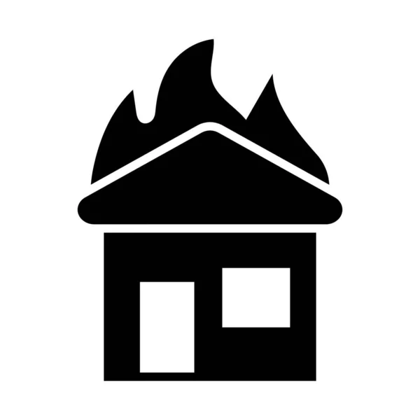 個人的および商業使用のための燃える家のベクターのグリフのアイコン — ストックベクタ