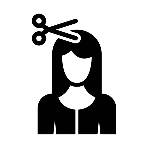 Vektor Střih Vlasů Glyph Ikona Pro Osobní Komerční Použití — Stockový vektor