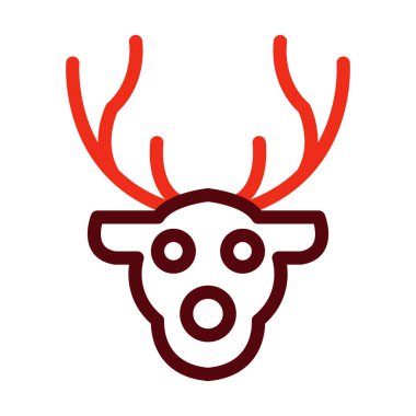 Kişisel ve ticari kullanım için Ren Geyiği Kabartması İki Renk Simgesi