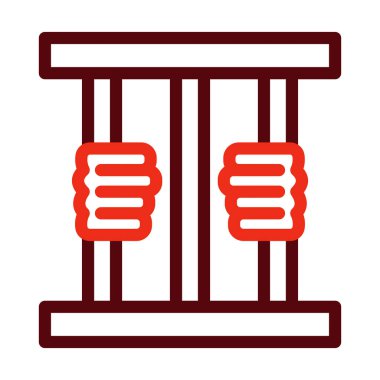 Parmaklıklar ardındaki suçlu Kişisel ve Ticari Kullanım İçin İki Renk Simgesi