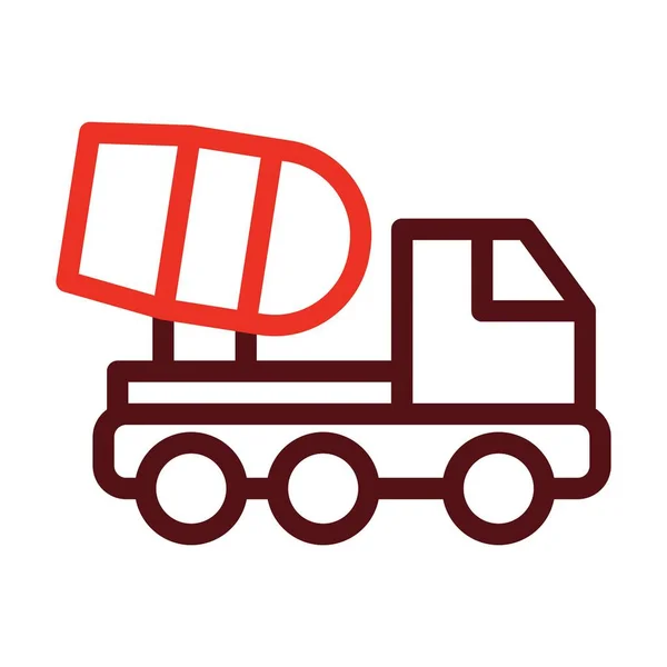 Concrete Mixer Truck Glyph Two Color Icon Personal Commercial Use — Stock Vector
