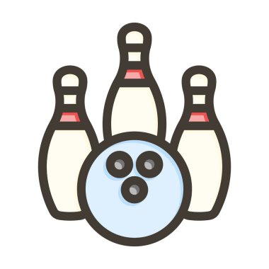 Bowling Kalın Çizgisi Kişisel ve Ticari Kullanım İçin Renklerle Dolu