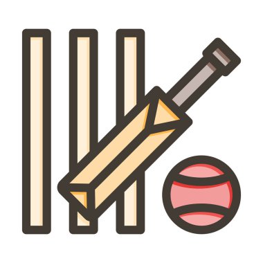 Kriket Kalın Çizgisi Kişisel ve Ticari Kullanım İçin Renklerle Dolu