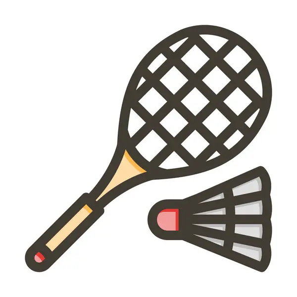 Badminton Thick Line Umplut Culori Pentru Personal Comercial — Vector de stoc