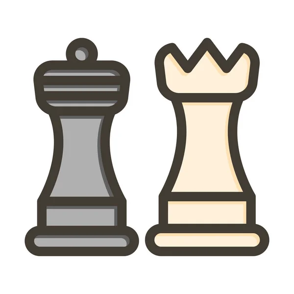 Chess Thick Line Fyllda Färger För Personligt Och Kommersiellt Bruk — Stock vektor