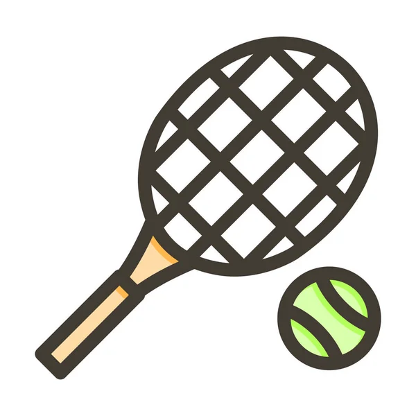 Couleurs Remplies Par Ligne Épaisse Tennis Pour Usage Personnel Commercial — Image vectorielle