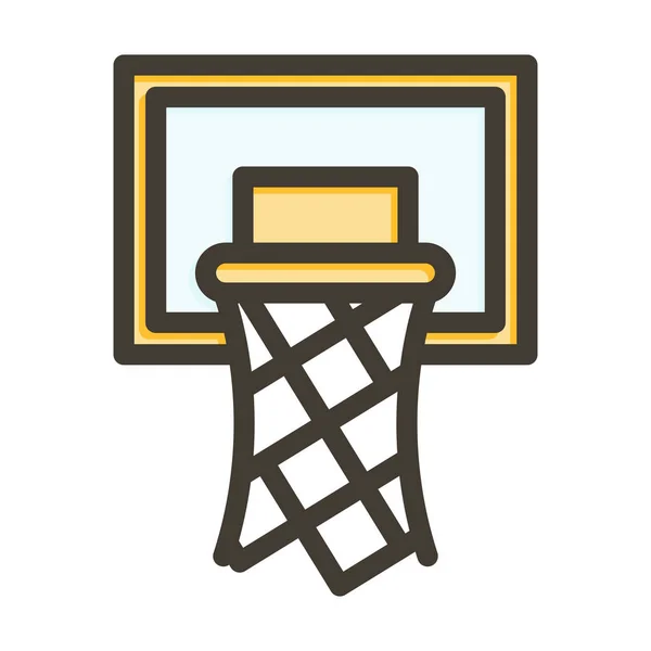 Basketballkorb Thick Line Gefüllte Farben Für Den Persönlichen Und Gewerblichen — Stockvektor