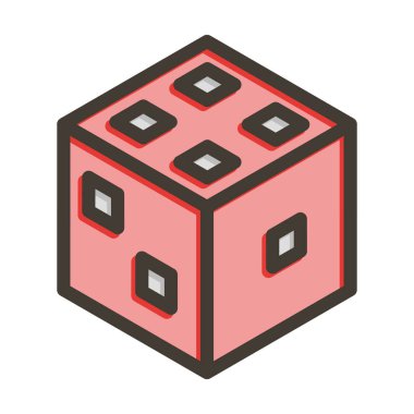 Dice Kalın Çizgisi Kişisel ve Ticari Kullanım İçin Renklerle Dolu