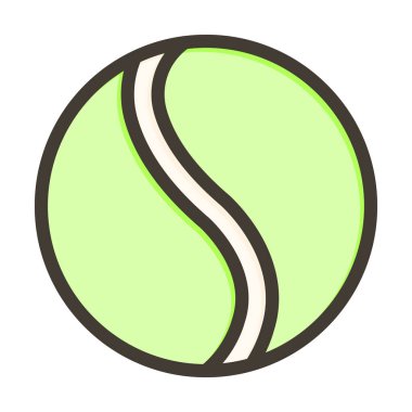 Tenis Topu Kalın Çizgisi Kişisel ve Ticari Kullanım İçin Renkler Dolduruldu