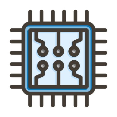 İşlemci Kalın Çizgisi Kişisel ve Ticari Kullanım İçin Renklerle Dolu