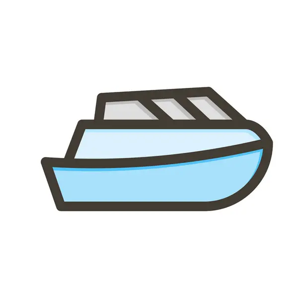 Speelgoedboot Dikke Lijn Gevulde Kleuren Voor Persoonlijk Commercieel Gebruik — Stockvector