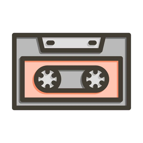 Cassette Dikke Lijn Gevulde Kleuren Voor Persoonlijk Commercieel Gebruik — Stockvector