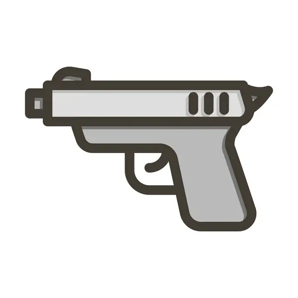 Gun Thick Line Töltött Színek Személyes Kereskedelmi Használatra — Stock Vector