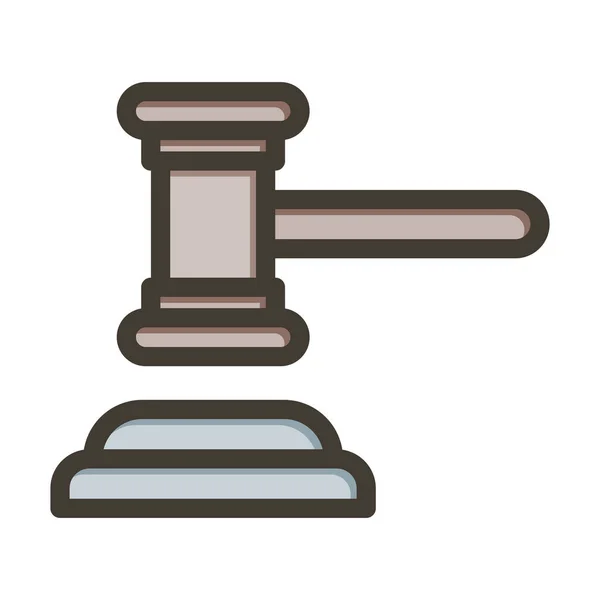 Court Gavel Thick Line Заповнені Кольори Особистого Комерційного Використання — стоковий вектор
