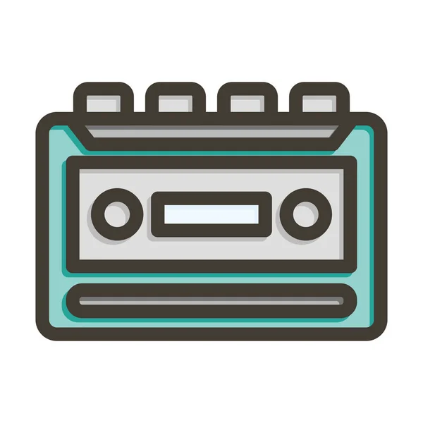 Cassette Recorder Dikke Lijn Gevulde Kleuren Voor Persoonlijk Commercieel Gebruik — Stockvector