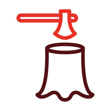 Kişisel ve Ticari Kullanım İçin Ormanların Kesilmesi Kalın Çizgisi İki Renk Simgesi