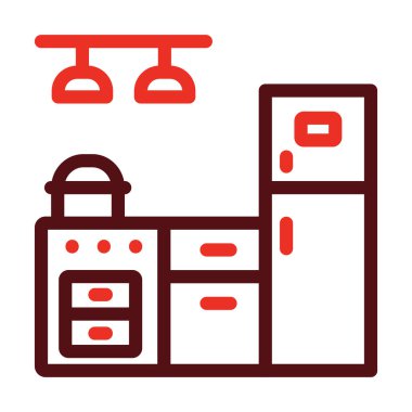 Kişisel ve ticari kullanım için Mutfak Kalın Çizgisi İki Renk Simgesi