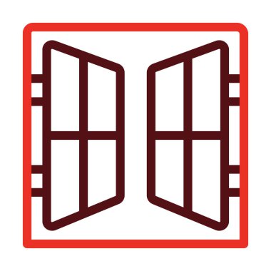 Kişisel ve Ticari Kullanım İçin Pencere Kalın Çizgisi İki Renk Simgesi