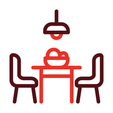 Yemek Odası Kalın Çizgi Kişisel ve Ticari Kullanım İçin İki Renk Simgesi