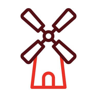 Yel Değirmenlerinin Kalın Çizgisi Kişisel ve Ticari Kullanım İçin İki Renk Simgesi