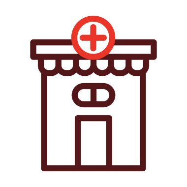 Eczane Kalın Çizgisi Kişisel ve Ticari Kullanım İçin İki Renk Simgesi