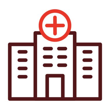 Hastane Kalın Çizgisi Kişisel ve Ticari Kullanım İçin İki Renk Simgesi